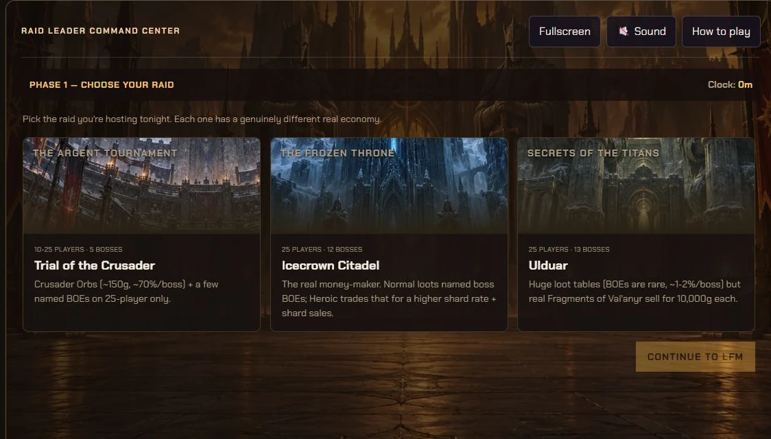 Host the Raid gameplay showing the raid selection screen with Trial of the Crusader, Icecrown Citadel and Ulduar