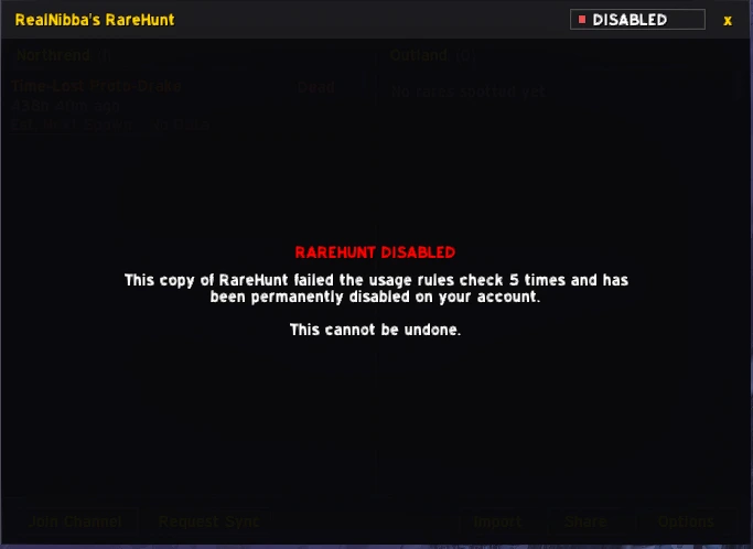 RareHunt's permanently-disabled screen after failing the rules quiz five times